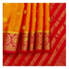 Kuberan Mysore Silk Yellow Red Saree [कुबेरन् मैसूरु कौशेय पीतवर्ण रक्तवर्ण शाटिका]